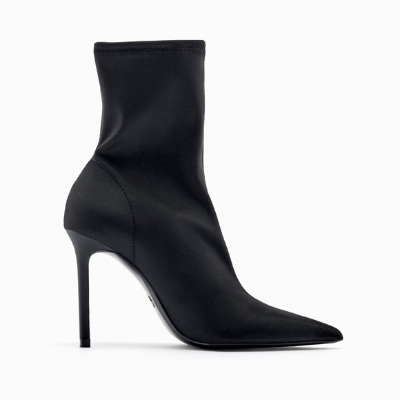 Zara high heel fabric ankle boots 👢 black nwt - Picture 3 of 16